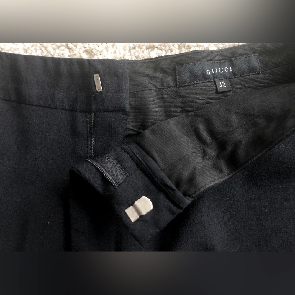 Gucci Vintage wool Pants Trousers Wide Leg Black Women’s Size 42 - Picture 3 of 7